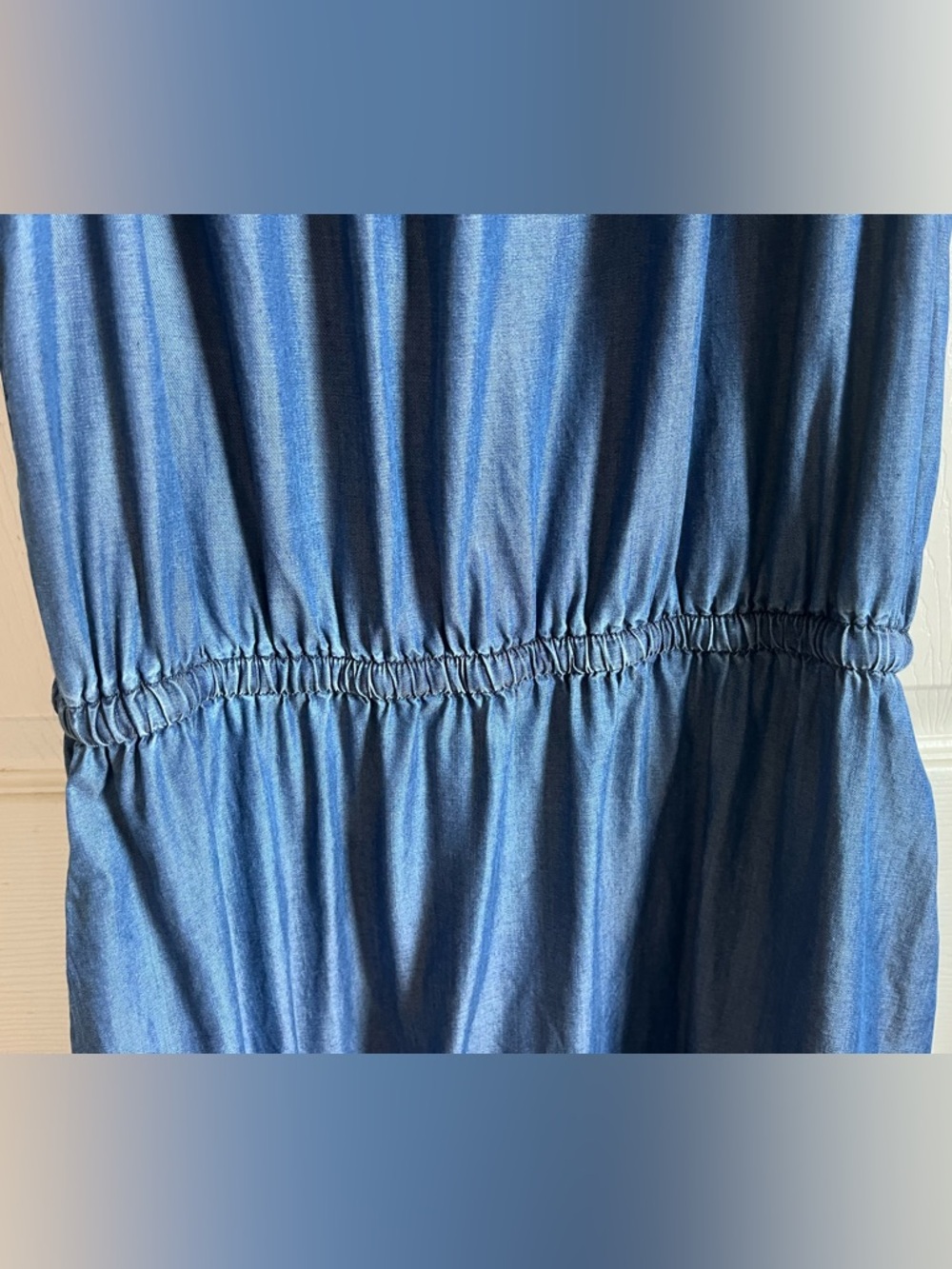 Tommy Bahama Off-Shoulder Ruffle Blue Midi Dress with Drawstring Waist - Picture 5 of 12